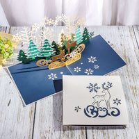 HKM-041235 Handmade Japanese Style Christmas Elk Greeting Cards - Unique Paper Craft for Holiday Celebrations