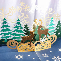 HKM-041235 Handmade Japanese Style Christmas Elk Greeting Cards - Unique Paper Craft for Holiday Celebrations