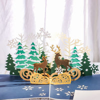 HKM-041235 Handmade Japanese Style Christmas Elk Greeting Cards - Unique Paper Craft for Holiday Celebrations