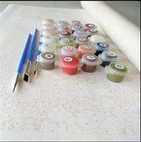 HKM-041299 Flamingos Beach Paint by Numbers Set - 40x50 Digital Art with 24 Colors