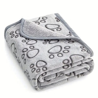 HKM-041299 Soft Washable Pet Blanket with Grey Paw Print for Cats and Dogs - Cozy and Lightweight Mat for Indoor and Outdoor Use