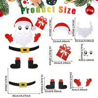 HKM-041427 Cute Christmas Felt Door Stickers - Santa Claus & Snowman with Adhesive Dots for Seasonal Decor