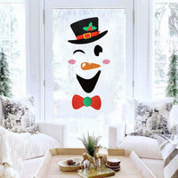 HKM-041427 Cute Christmas Felt Door Stickers - Santa Claus & Snowman with Adhesive Dots for Seasonal Decor