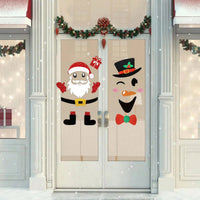 HKM-041427 Cute Christmas Felt Door Stickers - Santa Claus & Snowman with Adhesive Dots for Seasonal Decor