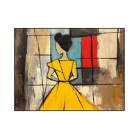 HKM-041555 Abstract Woman Oil Painting - Handmade Large Brown Green Texture Artwork for Modern Décor