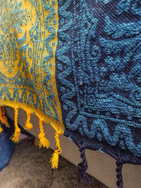 HKM-041619 Nordic Folk Style Fullcover Chenille Sofa Blanket - Polyester, Available in Blue and Red, Sizes 150x190 cm and 220x260 cm