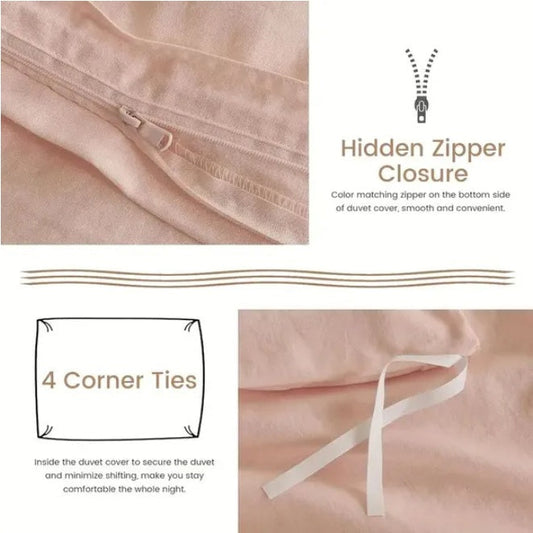 HKM-041619 Simply Clean Pleated Duvet Cover - King Size, Machine Washable, Easy Care