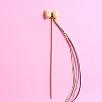 HKM-041619 Three-Dimensional Rainbow Bow Tassel Cat Teasing Stick with Bells