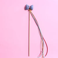 HKM-041619 Three-Dimensional Rainbow Bow Tassel Cat Teasing Stick with Bells