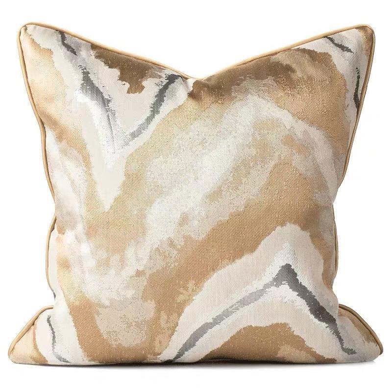HKM-041747 Geometric Gold Green Striped Cushion Cover - Decorative Pillowcase for Living Room, 30x50cm, 45x45cm, 50x50cm