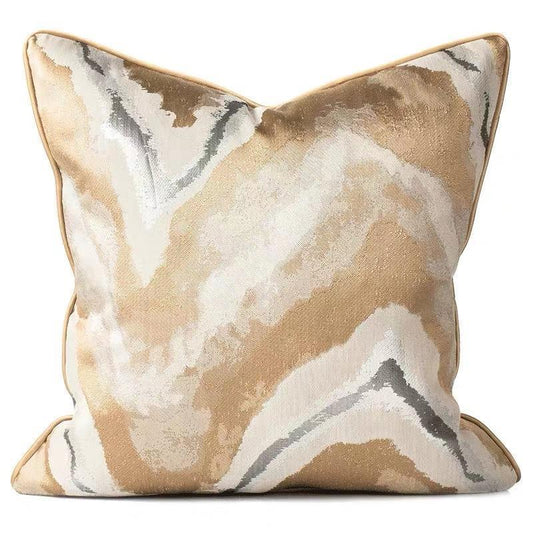 HKM-041747 Geometric Gold Green Striped Cushion Cover - Decorative Pillowcase for Living Room, 30x50cm, 45x45cm, 50x50cm