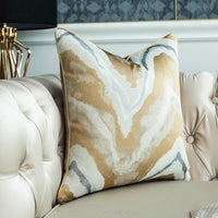 HKM-041747 Geometric Gold Green Striped Cushion Cover - Decorative Pillowcase for Living Room, 30x50cm, 45x45cm, 50x50cm