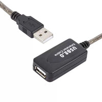 HKM-041811 USB Male to Female Extension Cable, 5m Transparent Black with Amplifier, Copper Material