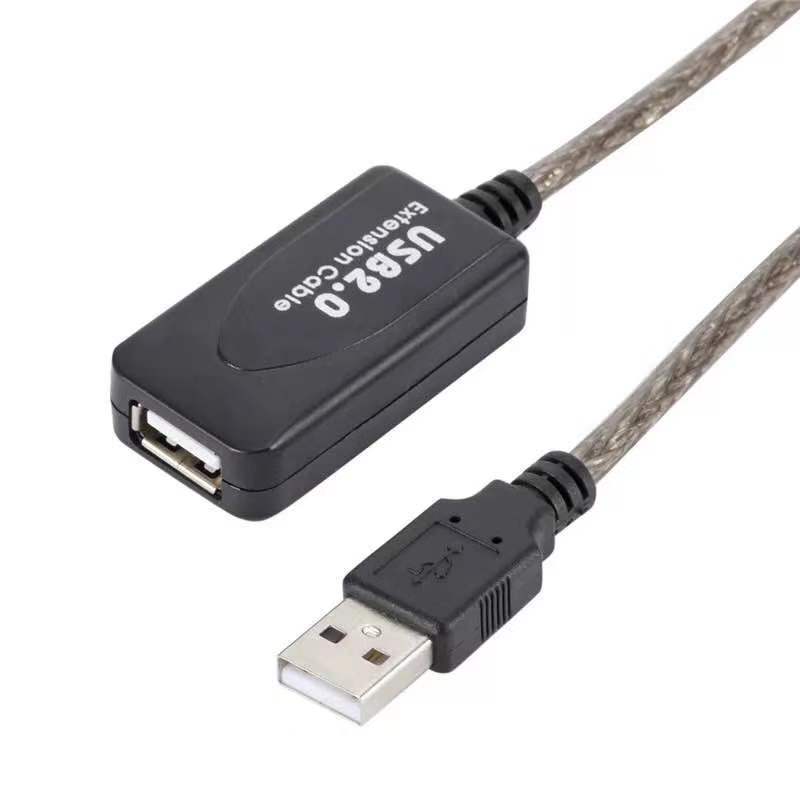 HKM-041811 USB Male to Female Extension Cable, 5m Transparent Black with Amplifier, Copper Material