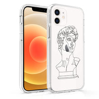 HKM-041875 Artistic TPU Phone Case for iPhone 12, Featuring Mona Lisa and Van Gogh Line Art