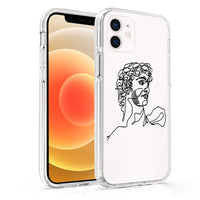 HKM-041875 Artistic TPU Phone Case for iPhone 12, Featuring Mona Lisa and Van Gogh Line Art