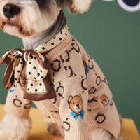 HKM-041875 Cozy Wool Sweater Cardigan for Pets - Casual Teddy Schnauzer Pomeranian Style
