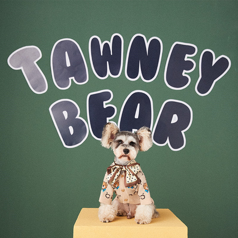 HKM-041875 Cozy Wool Sweater Cardigan for Pets - Casual Teddy Schnauzer Pomeranian Style
