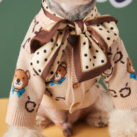 HKM-041875 Cozy Wool Sweater Cardigan for Pets - Casual Teddy Schnauzer Pomeranian Style