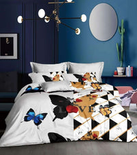 HKM-041939 Modern Four-Piece Bed Linen Set with Floral Printing and Reactive Dyeing