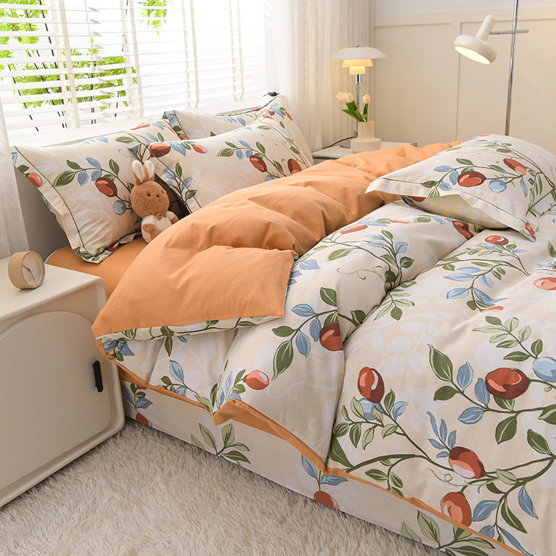 HKM-041939 Pure Cotton Four-Piece Bedding Set with Duvet Cover and Pillowcases - Various Patterns & Sizes