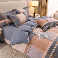 HKM-041939 Pure Cotton Four-Piece Bedding Set with Duvet Cover and Pillowcases - Various Patterns & Sizes