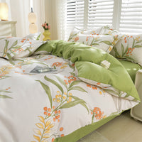 HKM-041939 Pure Cotton Four-Piece Bedding Set with Duvet Cover and Pillowcases - Various Patterns & Sizes