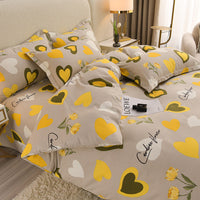 HKM-041939 Pure Cotton Four-Piece Bedding Set with Duvet Cover and Pillowcases - Various Patterns & Sizes
