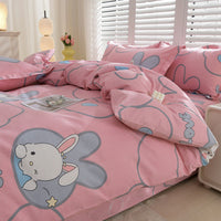 HKM-041939 Pure Cotton Four-Piece Bedding Set with Duvet Cover and Pillowcases - Various Patterns & Sizes