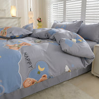 HKM-041939 Pure Cotton Four-Piece Bedding Set with Duvet Cover and Pillowcases - Various Patterns & Sizes