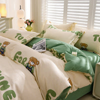 HKM-041939 Pure Cotton Four-Piece Bedding Set with Duvet Cover and Pillowcases - Various Patterns & Sizes