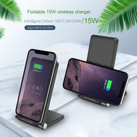 HKM-042003 Folding Wireless Charger Stand 15W with Type-C Input, Qi Standard, Fast Charging Efficiency