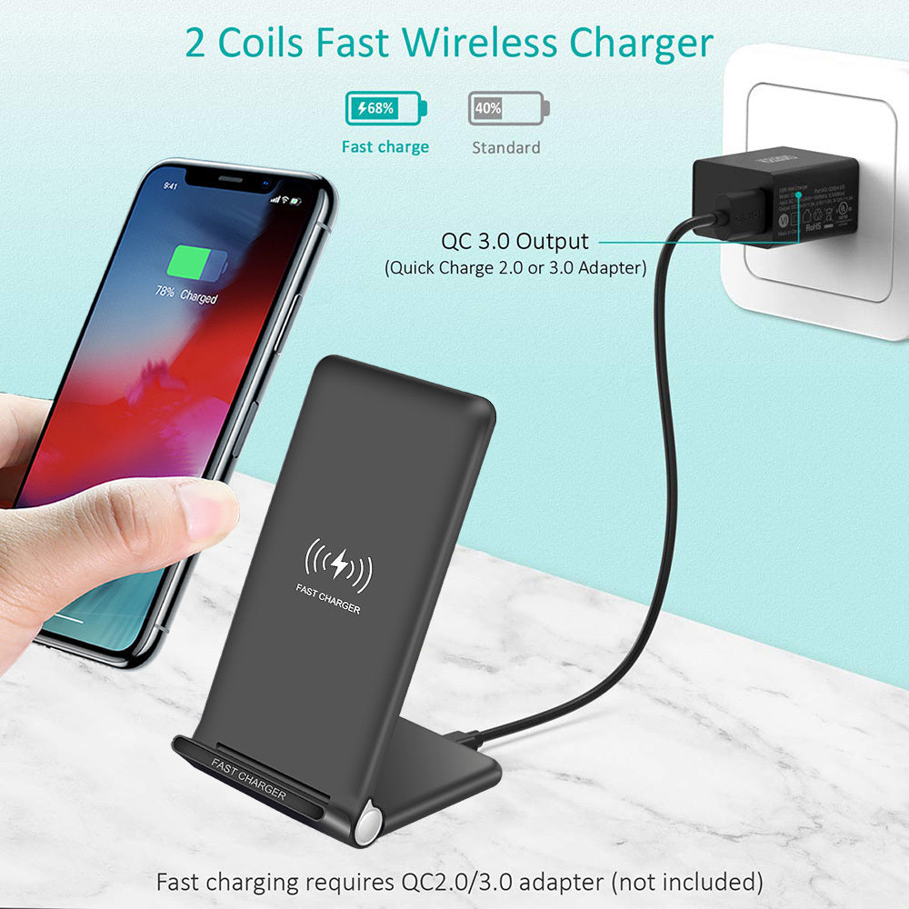 HKM-042003 Folding Wireless Charger Stand 15W with Type-C Input, Qi Standard, Fast Charging Efficiency