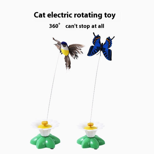 HKM-042067 Automatic Cat Teaser Toy with Electric Rotation - Bird and Butterfly Designs