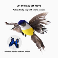 HKM-042067 Automatic Cat Teaser Toy with Electric Rotation - Bird and Butterfly Designs