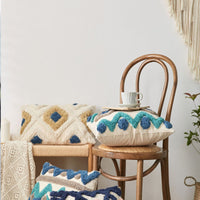 HKM-042067 Tufted Retro Style Cotton Cushion with Tassels and Stripes for Sofa and Bed