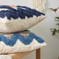 HKM-042067 Tufted Retro Style Cotton Cushion with Tassels and Stripes for Sofa and Bed