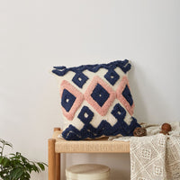 HKM-042067 Tufted Retro Style Cotton Cushion with Tassels and Stripes for Sofa and Bed