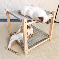 HKM-042131 Double Layer Cat Hammock with Removable Washable Bed in Classic Gray and Navy Blue