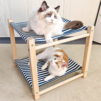 HKM-042131 Double Layer Cat Hammock with Removable Washable Bed in Classic Gray and Navy Blue
