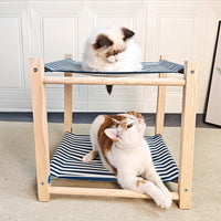 HKM-042131 Double Layer Cat Hammock with Removable Washable Bed in Classic Gray and Navy Blue
