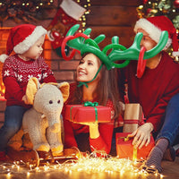 HKM-042195 Christmas Antler Hat Ring Toss Inflatable Toy for Parent-Child Fun
