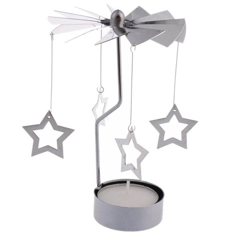 HKM-042387 Windmill Candle Stand - Handcrafted Iron and Aluminum Design for Atmospheric Candle Lighting