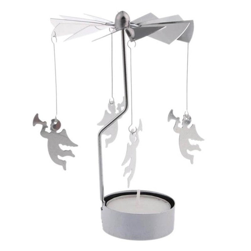 HKM-042387 Windmill Candle Stand - Handcrafted Iron and Aluminum Design for Atmospheric Candle Lighting