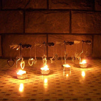 HKM-042387 Windmill Candle Stand - Handcrafted Iron and Aluminum Design for Atmospheric Candle Lighting