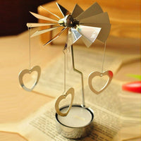 HKM-042387 Windmill Candle Stand - Handcrafted Iron and Aluminum Design for Atmospheric Candle Lighting