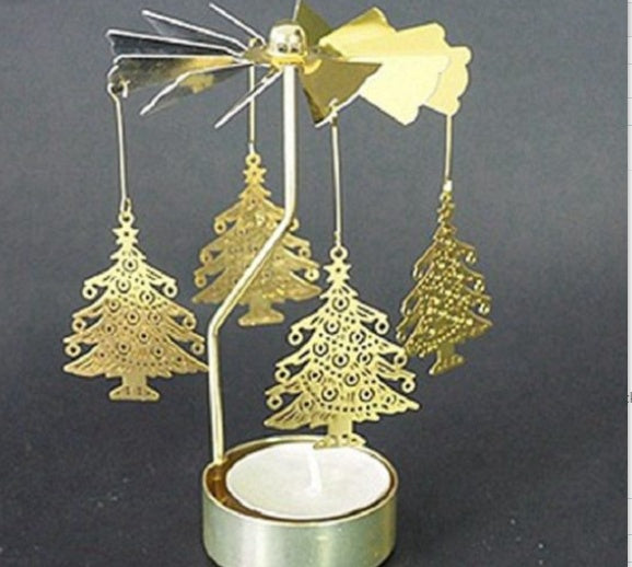 HKM-042387 Windmill Candle Stand - Handcrafted Iron and Aluminum Design for Atmospheric Candle Lighting