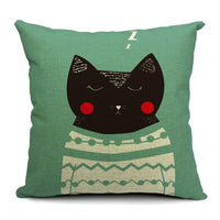 HKM-042451 Cat-Themed Cotton and Linen Waist Pillow with PP Cotton Filling