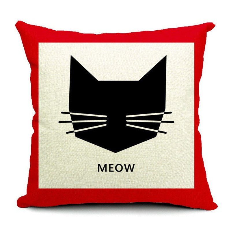 HKM-042451 Cat-Themed Cotton and Linen Waist Pillow with PP Cotton Filling