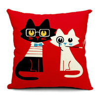 HKM-042451 Cat-Themed Cotton and Linen Waist Pillow with PP Cotton Filling